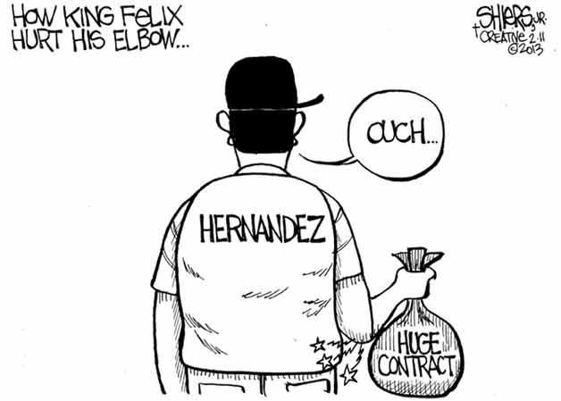 How King Felix hurt his elbow | Cartoon | Bothell-Kenmore Reporter