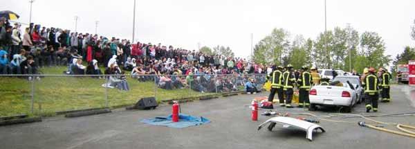 Inglemoor High students witness a DUI drill this morning.
