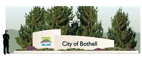 Gateway signs such as this may eventually sit at three entryways into the city of Bothell. The City Council has yet to approve the final design.