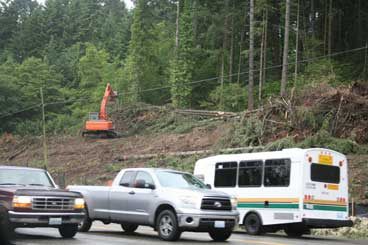 Workers continue construction on the $8.3 million Wayne Curve project on State Route 522 near the western Bothell city limits