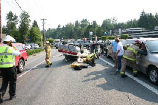 While heading east on State Route 522