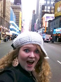 Bothell High’s Aly Henniger goofs off outside of Carnegie Hall (left) during her recent trip to New York City to sing in the Honors Performance Series. She was one of 200 youth singers selected to perform at the famous venue.