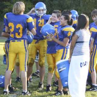 Canyon Park Junior High eighth-grader April Sablan chats with teammates