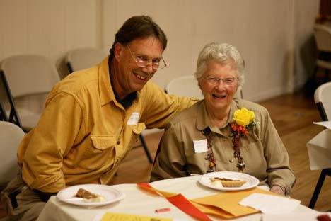 John Brace chats with Phyllis “Podie” Failor during the Kenmore Heritage Society’s recent Harvest Festival held at the Kenmore Community Club. Failor is a descendant of the McMaster brothers; John McMaster named the city of Kenmore.