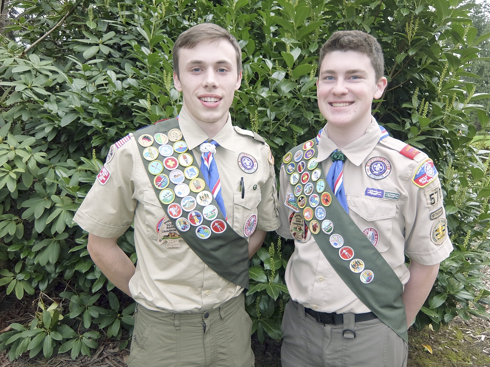 Alex Mayberry and Jason Schindler were recognized in the Eagle Court of Honor by Troop 570. Contributed photo