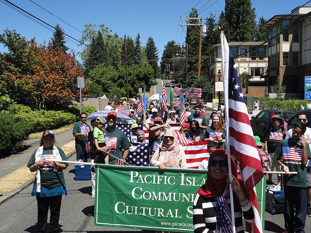 Northshore area Muslims march in the 2015 Bothell Fourth of July parade. Contributed photo