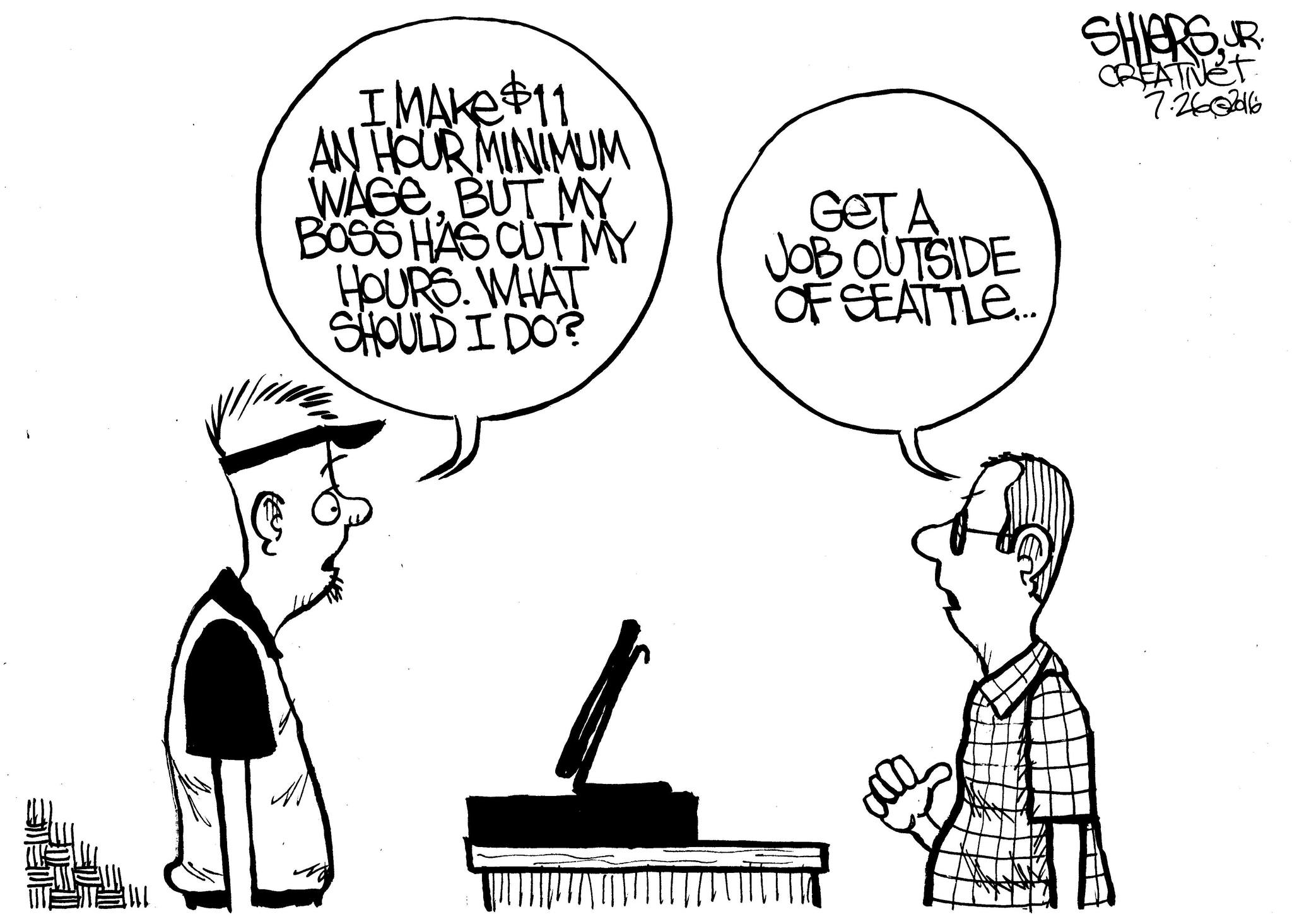 Get a job outside of Seattle | Cartoon for July 27 - Frank Shiers