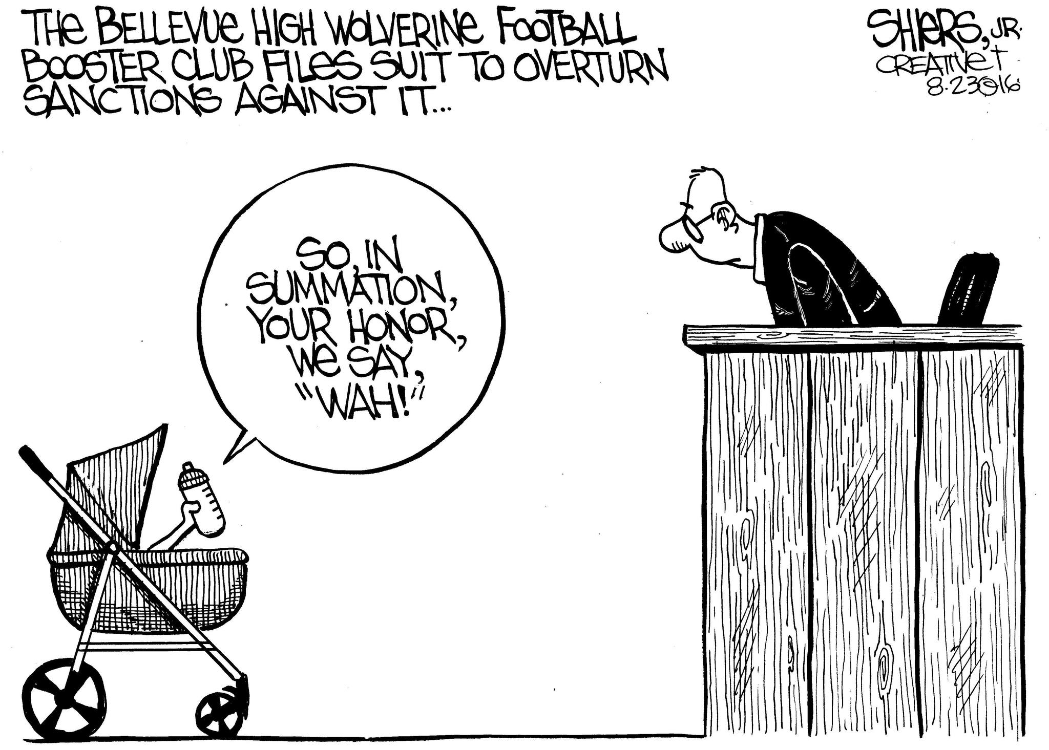 Bellevue football booster club files suit | Cartoon for Sept. 5 - Frank Shiers