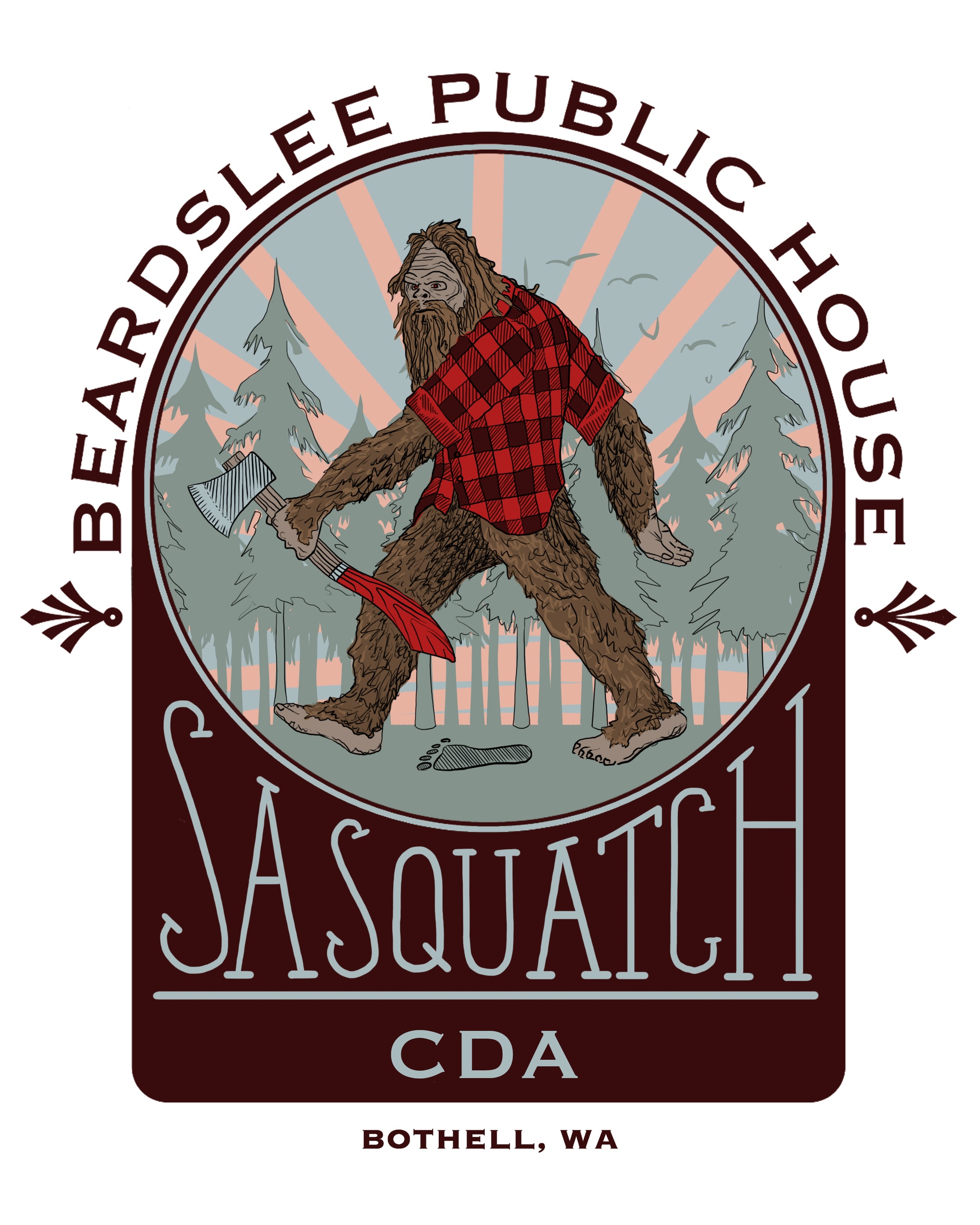 The label for Beardslee Public House's Sasquatch Cascadian Dark Ale features artwork of the famed creature. Image Credit: Beardslee Public House