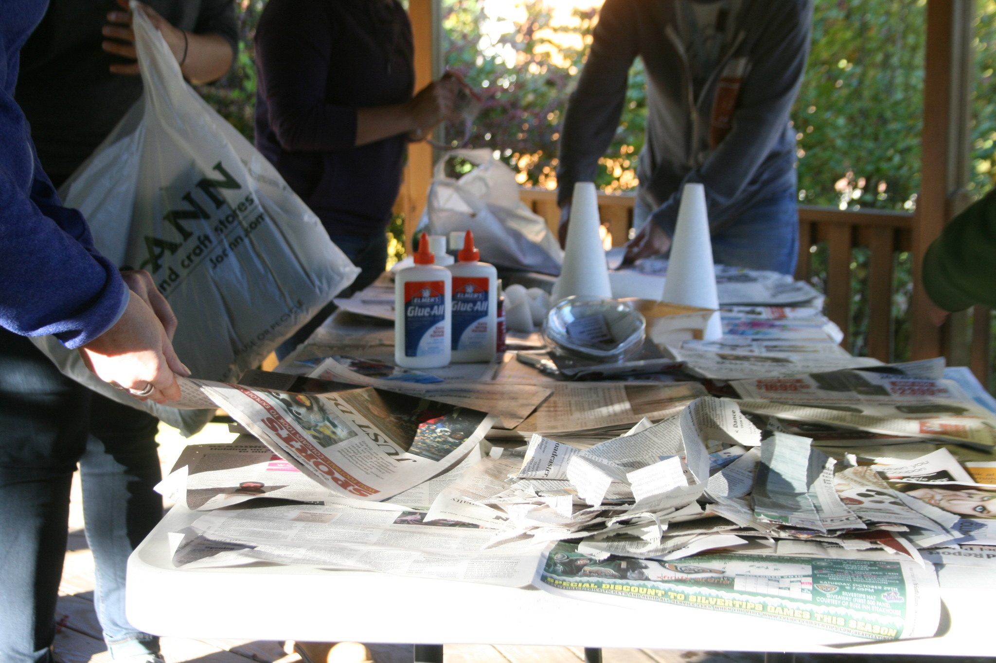 Bastyr University students work on creating paper mache crows for the 2016 Haunted Trails. CATHERINE KRUMMEY / Kenmore Reporter