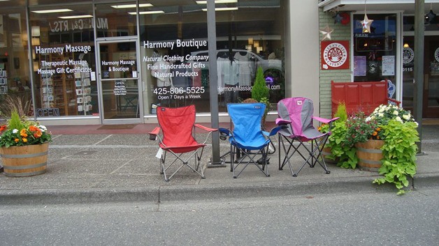 Chairs line Main Street in reservation for Bothell's Freedom Festival