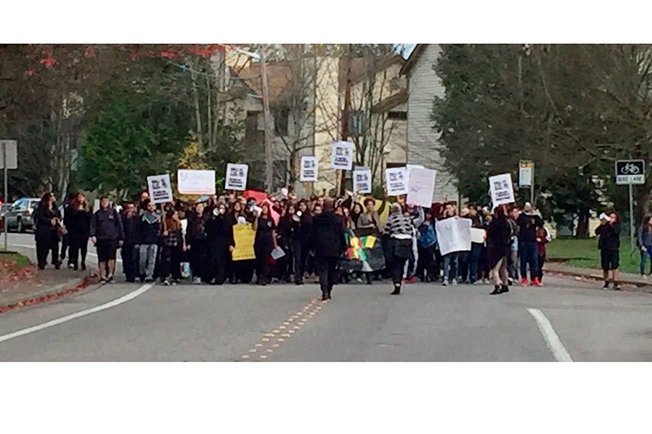 UW Bothell students participate in walkout and protest of presidential election