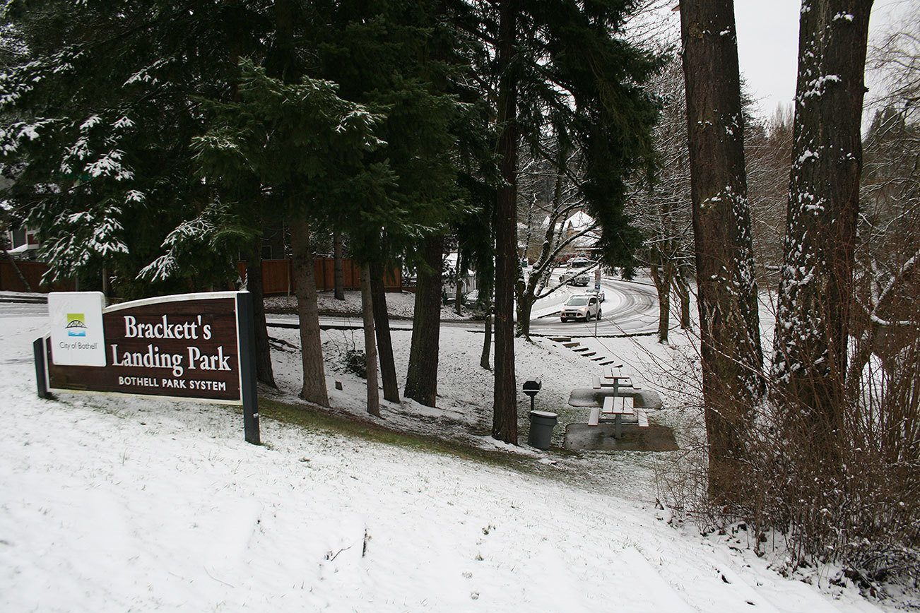 Brackett’s Landing Park in Bothell is pictured during a previous winter storm. Reporter file photo