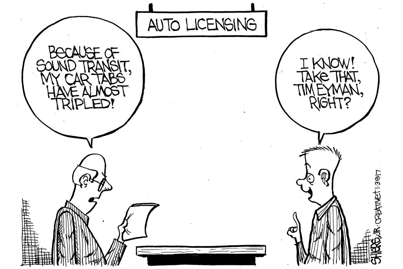 Because of Sound Transit, my car tabs have almost tripled! | Cartoon