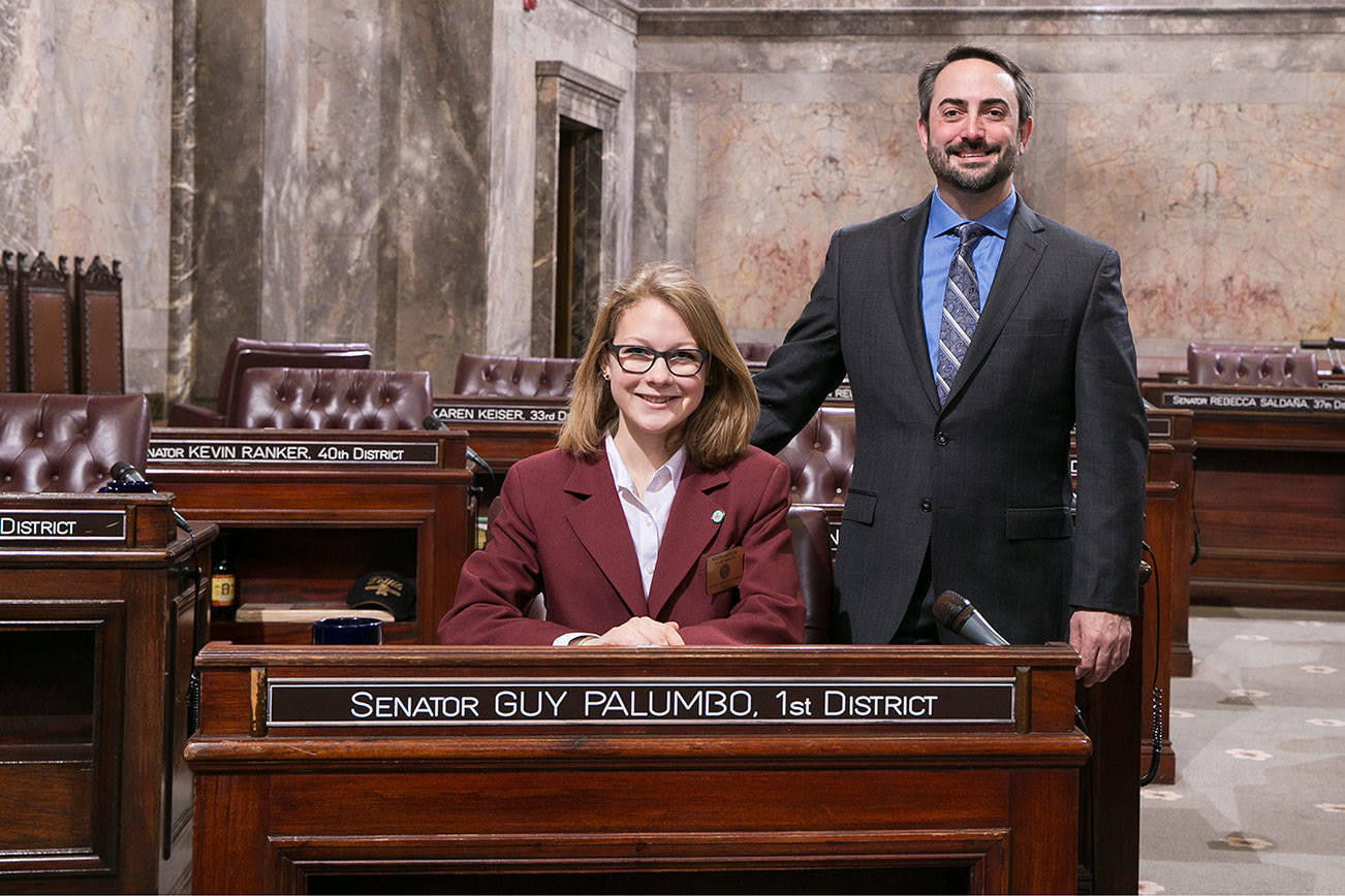 Inglemoor student Zoe Marie Dunnewind Schenk served as a page in Olympia and was sponsored by Sen. Guy Palumbo. Contributed photo