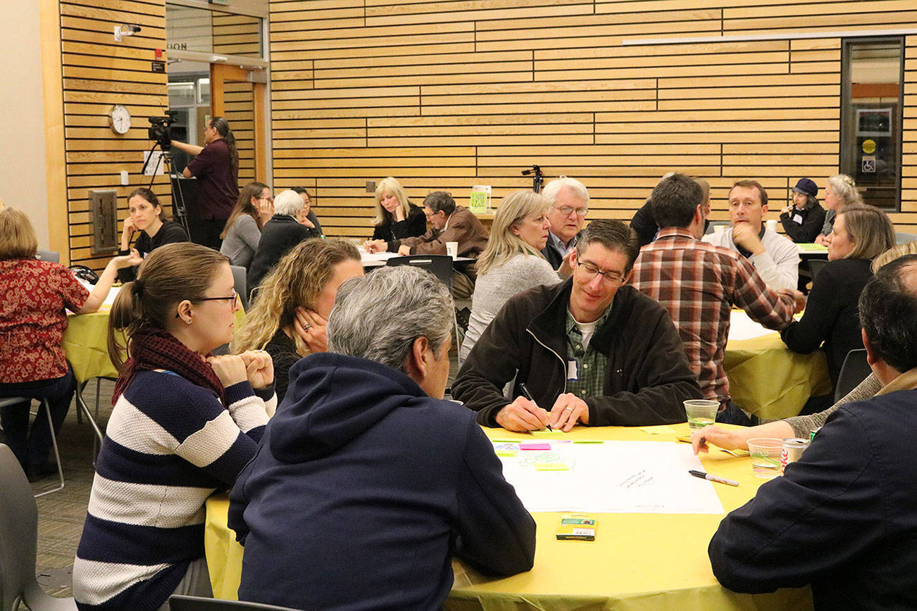 Locals participate in a “For the Love of Kenmore” event at Kenmore City Hall. CATHERINE KRUMMEY / Kenmore Reporter