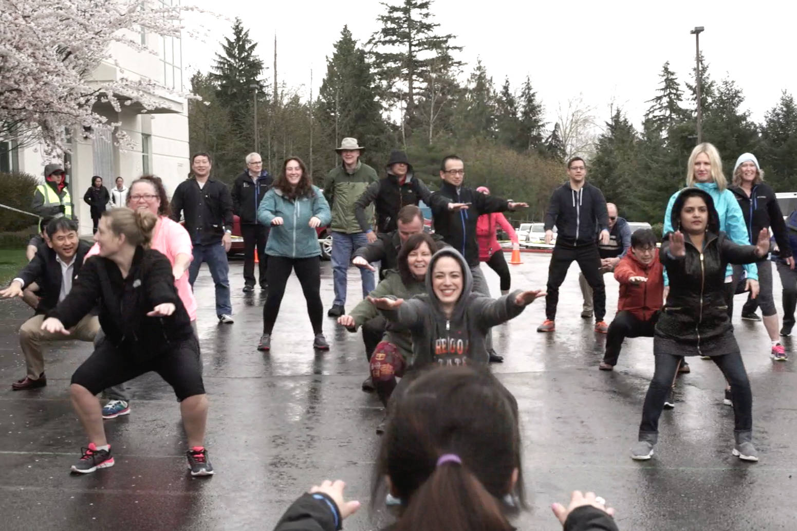 Fujifilm SonoSite, Inc. had 71 employees in Bothell participate in the Fujifilm initiative to break the Guinness World Record for the most people performing air squats for one minute. Contributed photo
