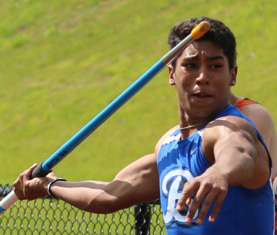 Bothell High junior Dylan Singh throws the javelin 170 feet to win the event at the 4A district track and field meet today at the Southwest Athletic Complex in Seattle. It was a personal best by 10 feet for Singh, who qualifies for state. Story and more results to come. Andy Nystrom, Reporter Newspapers