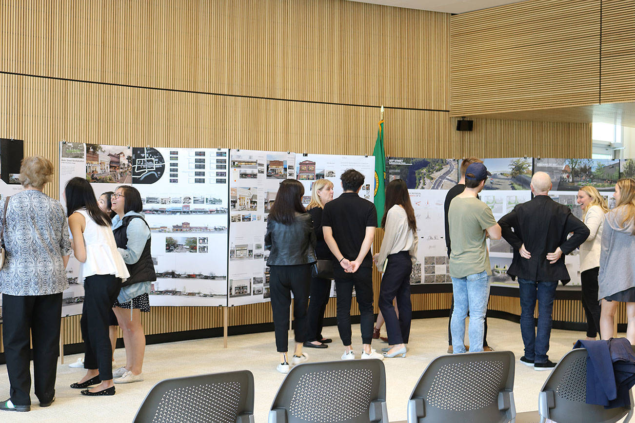 University of Washington students hold an open house at Bothell City Hall as part of their storefront studio class. CATHERINE KRUMMEY, Bothell/Kenmore Reporter
