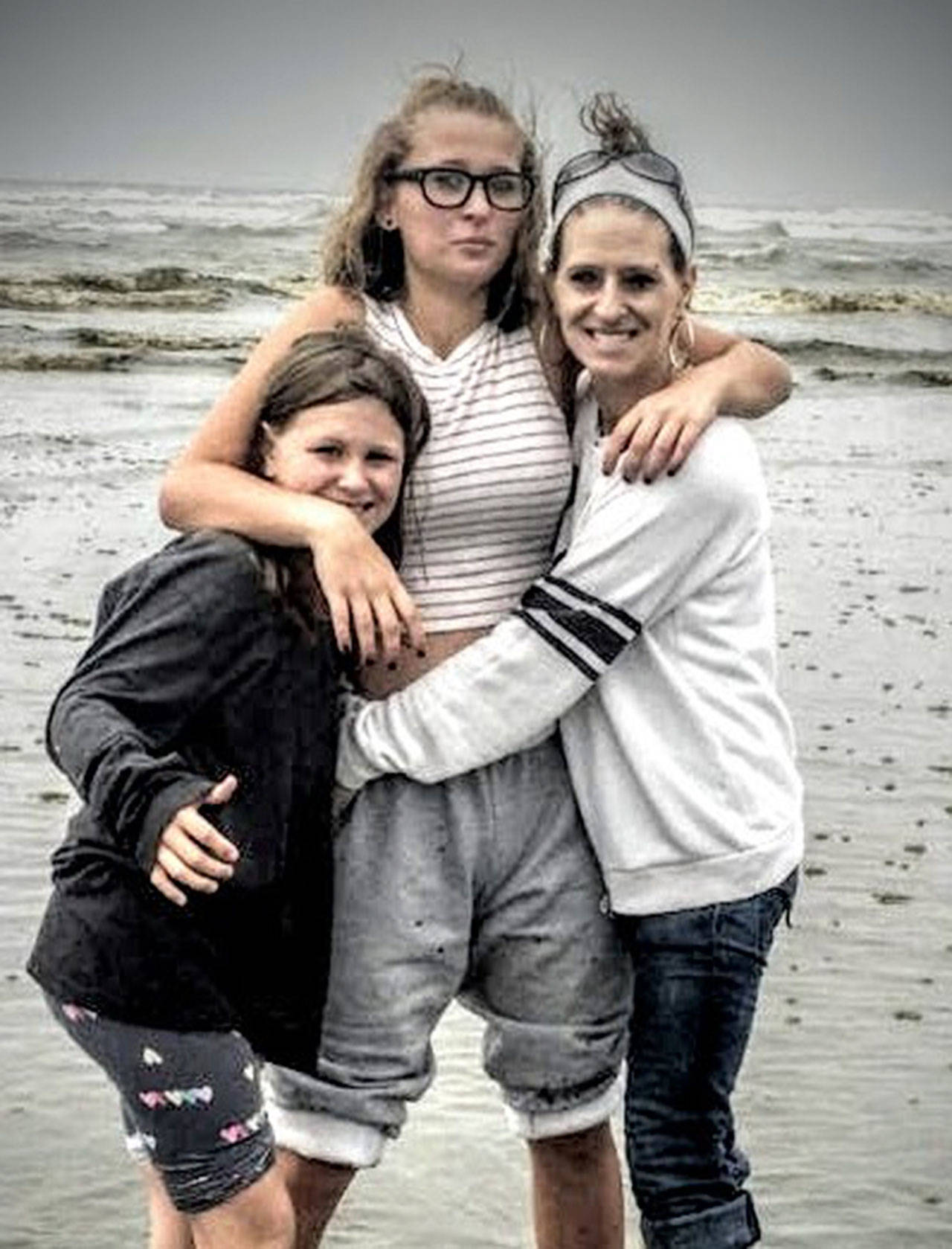 Mikayla Sorenson (center) with her younger sister Mikenzie Sorenson(left) and mother Michele Johnson. Courtesy Photo