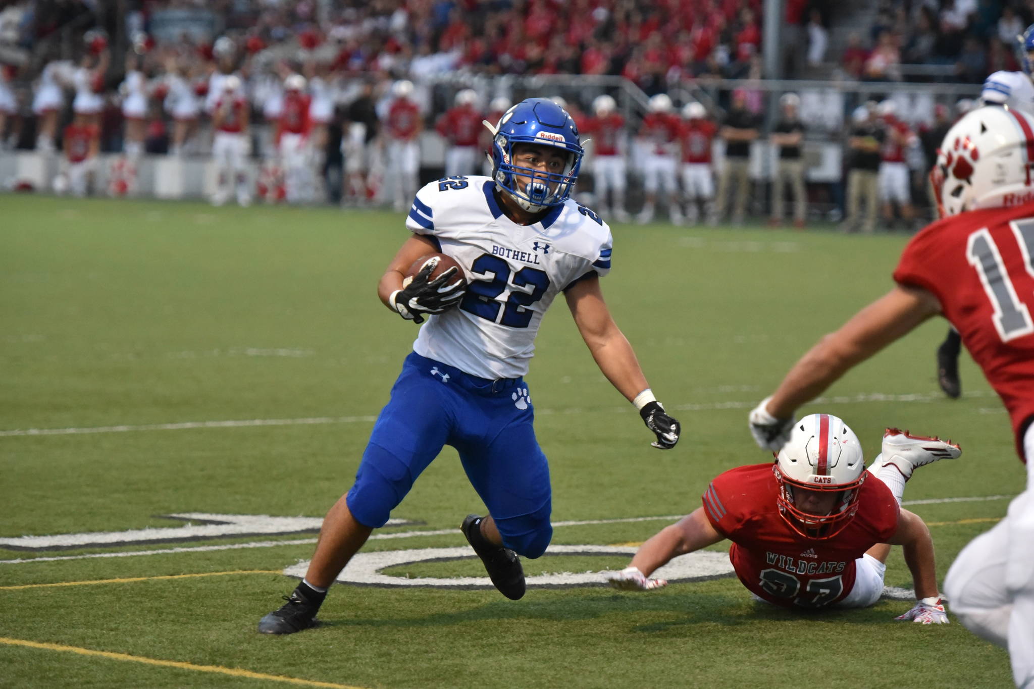 Bothell’s Christian Galvan rumbles upfield during Friday night’s game. Courtesy of Greg Nelson