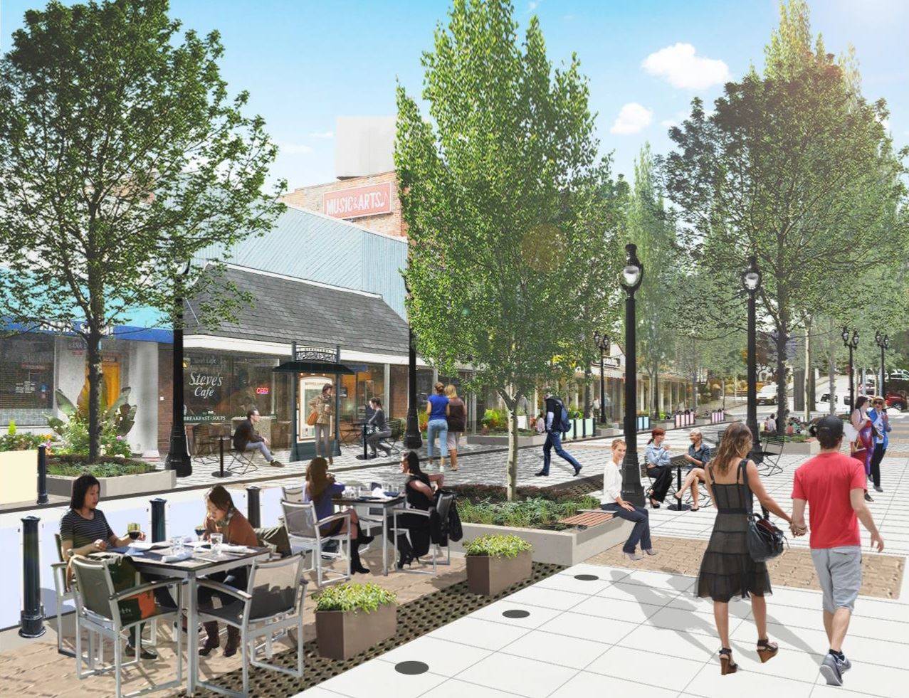 An artist’s rendering shows what Main Street will look like once the enhancements are complete. Courtesy of the City of Bothell