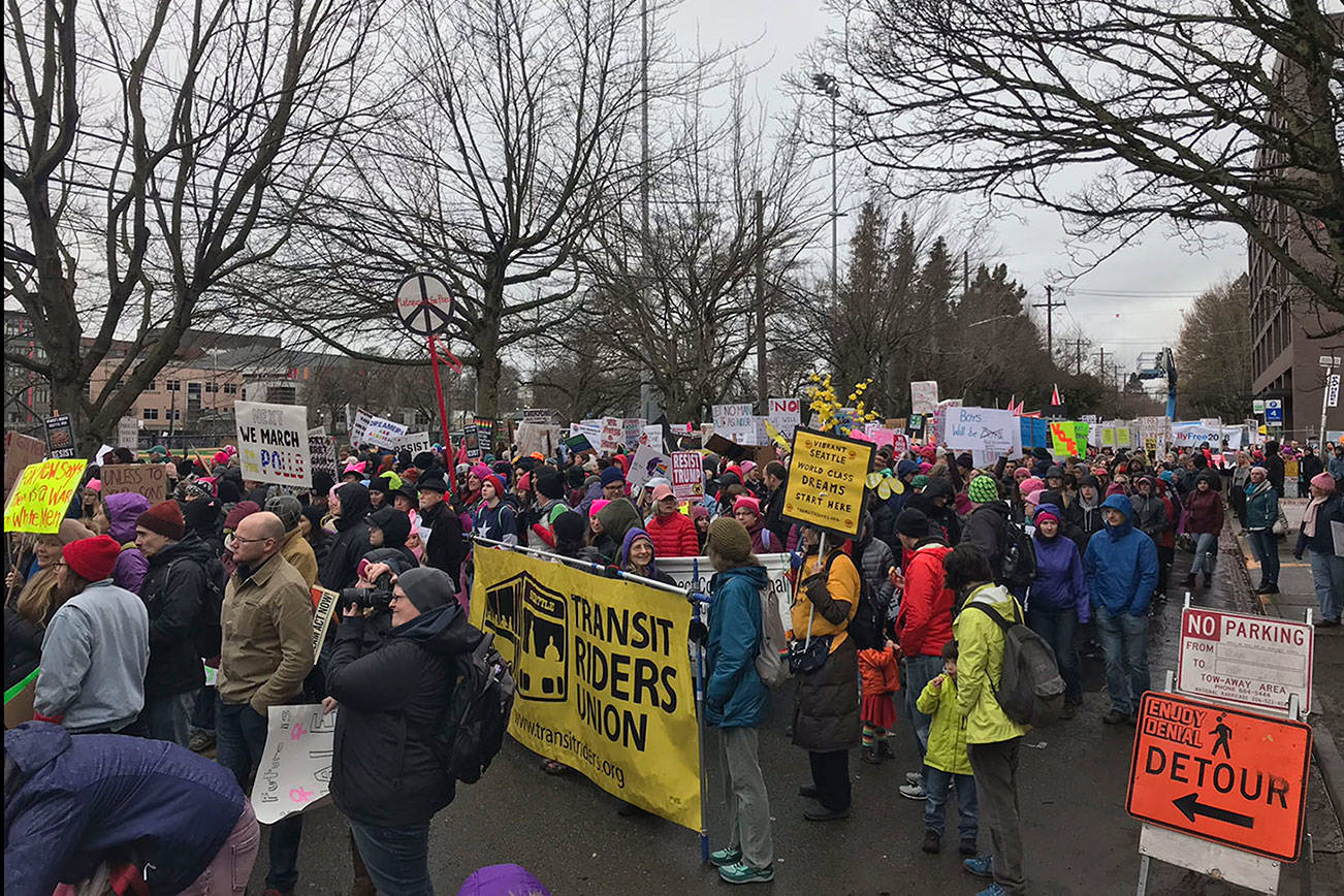 Tens of thousands take to the streets for Seattle Women’s March