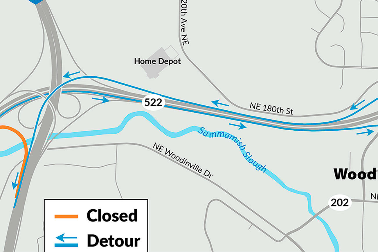 Eastbound SR 522 ramp to southbound I-405 in Bothell will be closed Sunday morning, Jan. 28