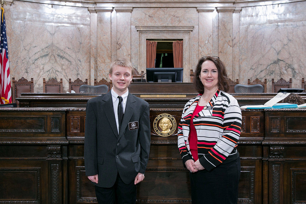 Rep. Kloba with page, Thomas Monahan on Feb. 28. Courtesy Photo