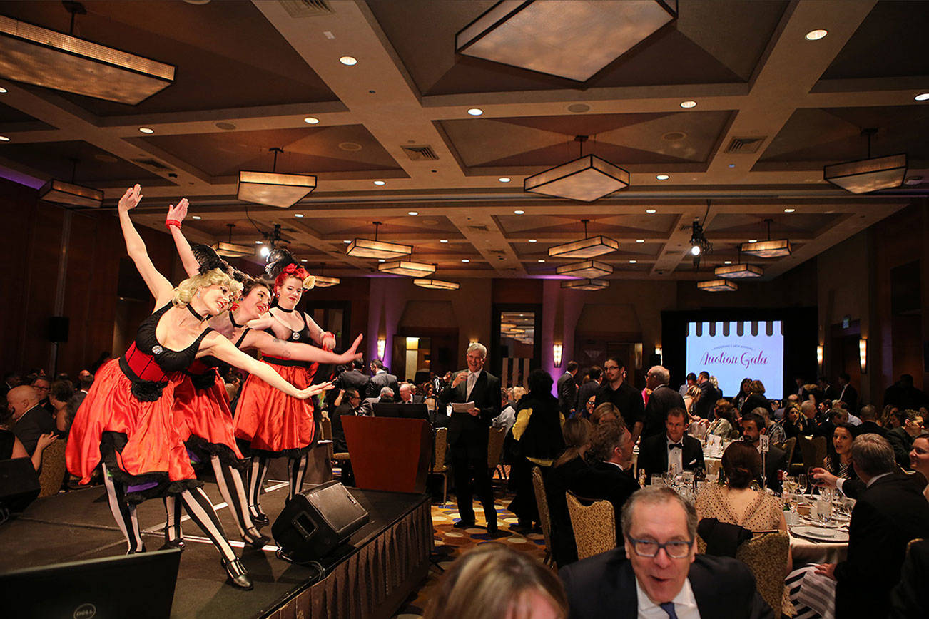 Can-Can dancers from Sister Kate Dance Company helped bring the night’s Parisian theme to life. Photo courtesy of HRV Media
