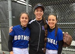 Three Junior Softball World Series alums (left to right): Maida Micheloni played on the Italian 2014 team, Tori Bivens played on the 2013, 2014 and 2015 host Kirkland teams and Chiara Bassi played on the Italian 2013 team. Micheloni and Bassi played for Bothell High as exchange students from Italy, and they met Bivens while she played for Lake Washington High. Courtesy photo