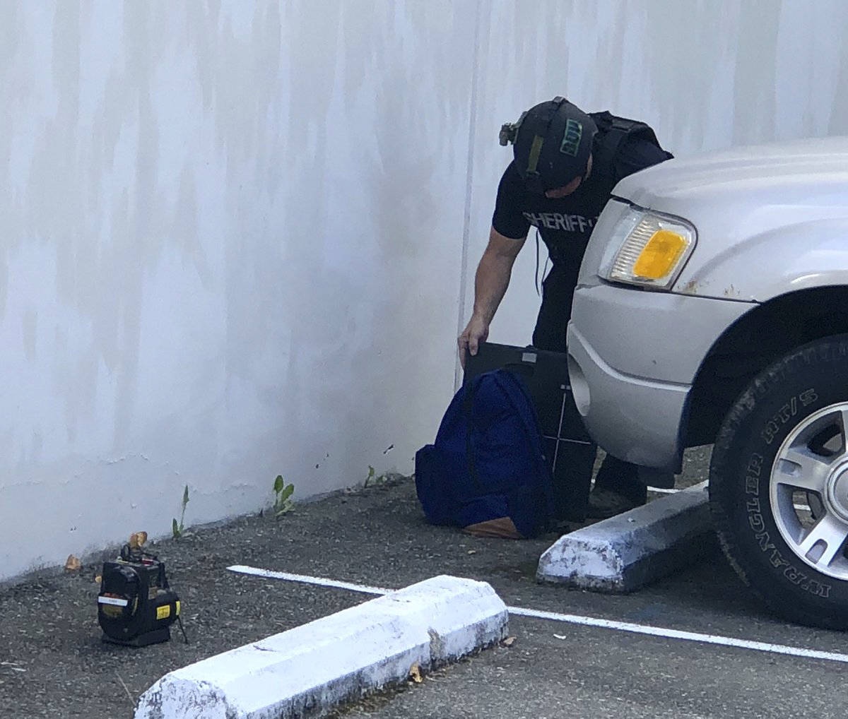 A member of King County Sheriff’s Office’s bomb disposal unit X-rays a suspicious package. Photo courtesy of Bothell Police Department