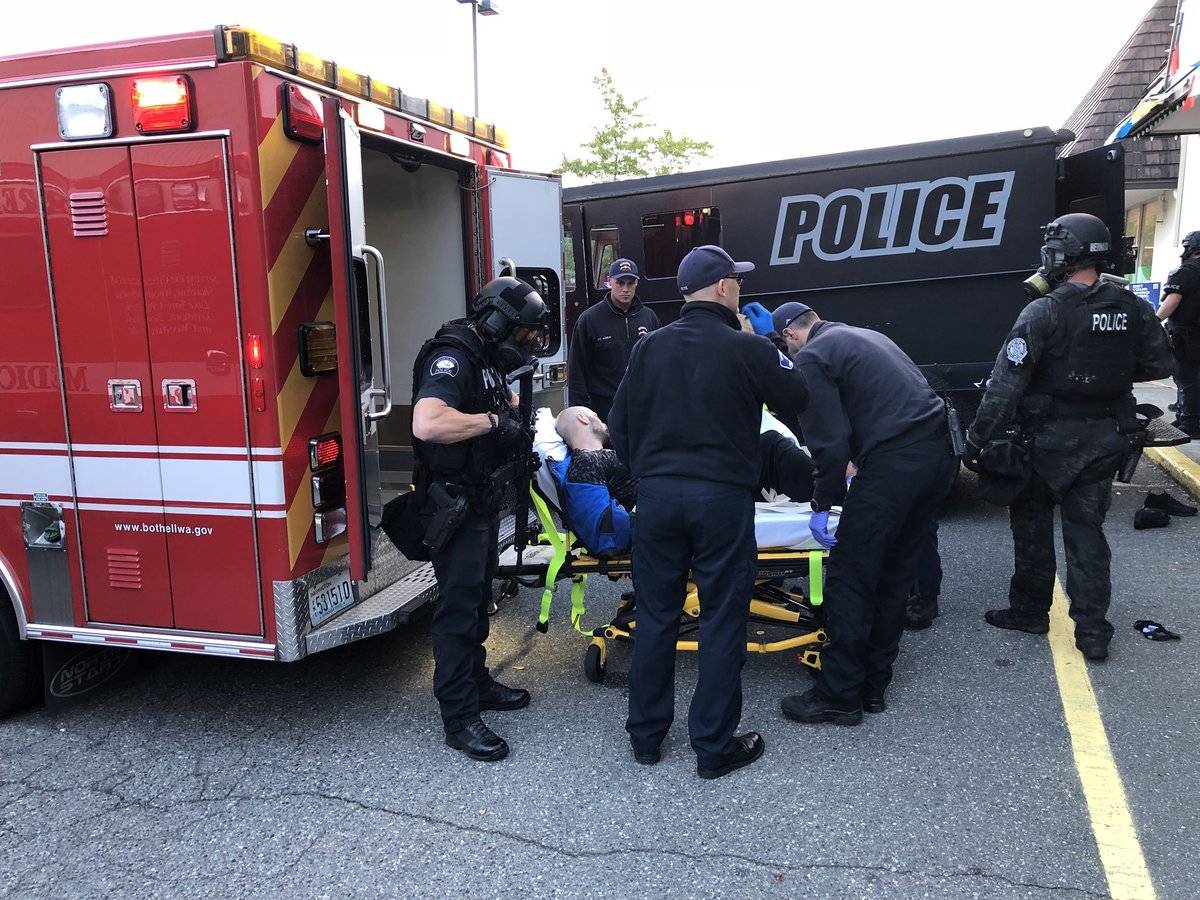 After more than eight hours of barricading himself in a bathroom, the suspect was taken into custody. Photo courtesy of Bothell Police Department