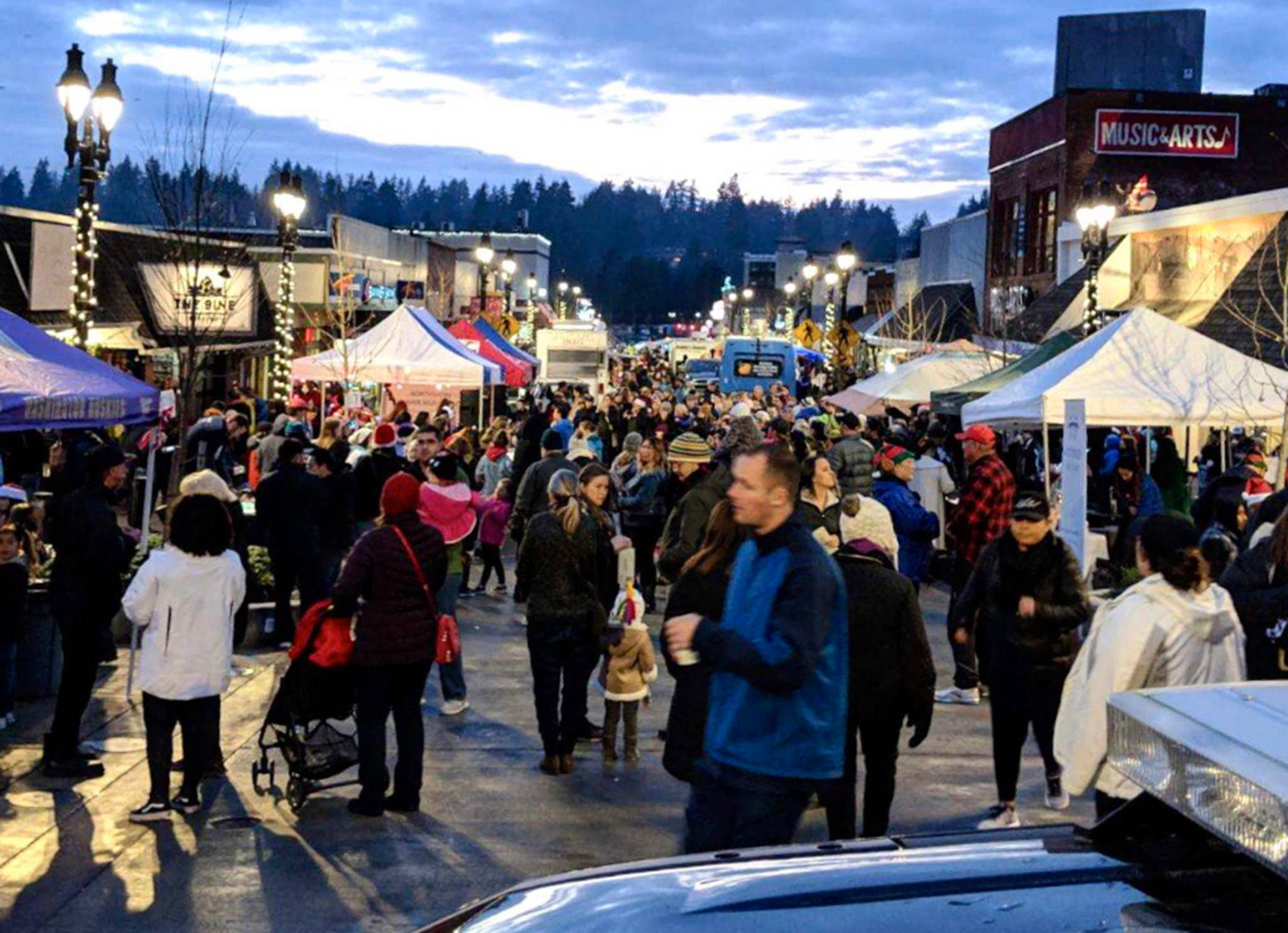 Residents flock to Main Street for Bothell’s holiday festival. Photo courtesy of Bothell Police