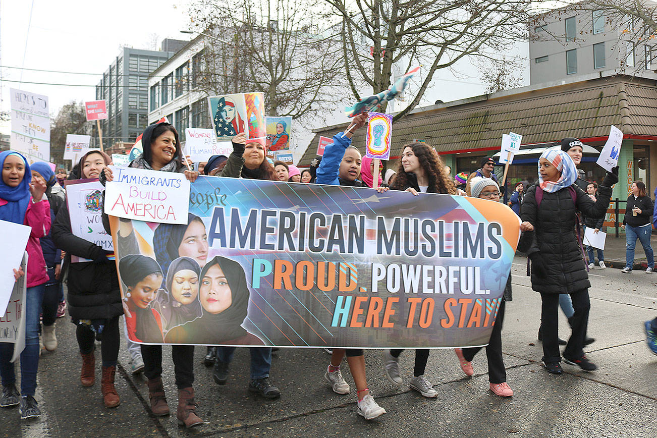 Eastside group Muslim Association of Puget Sound (MAPS) participated in the Womxn’s March for the third time on Jan. 19. Stephanie Quiroz/staff photos