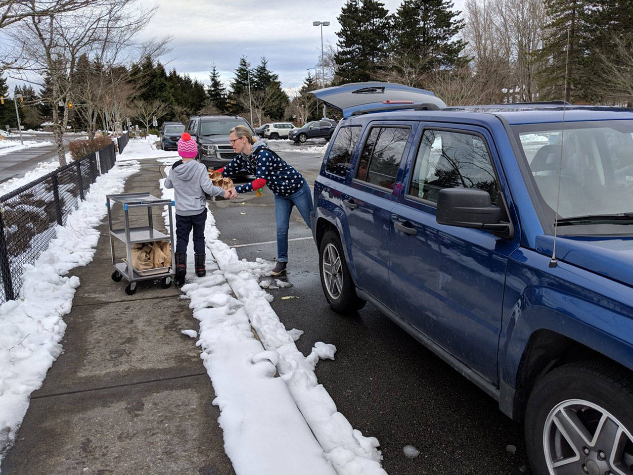 In addition to serving food at area schools, the Northshore Eats Program also delivered food to families throughout the district. Photo courtesy of Northshore School District Twitter
