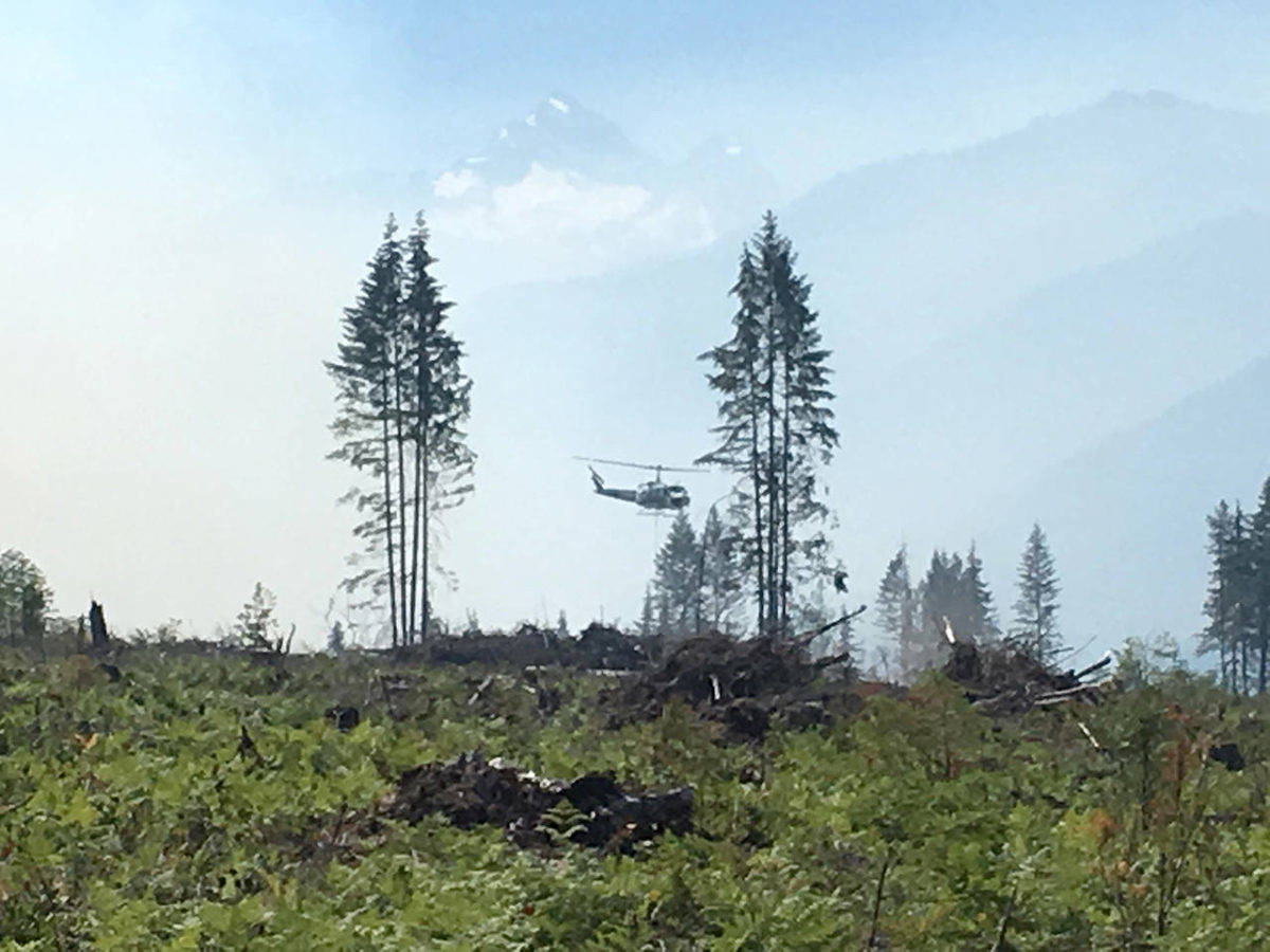 A wildfire near Darrington in 2017. Photo courtesy of Northwest Washington Incident Management Team