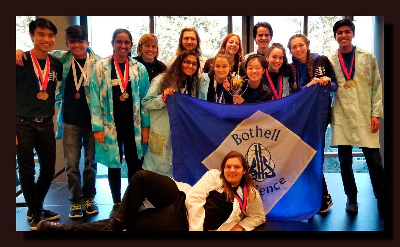 Bothell High School Science Olympiad students after qualifying to the state competition. Photo courtesy of Northshore School District