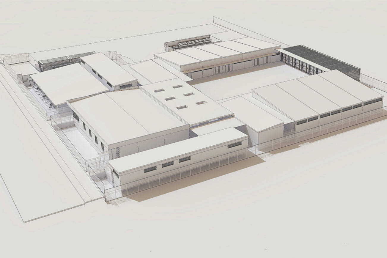 Architectural rendering of a modular congregate shelter. Modular housing is a type of dwelling where the components are manufactured in one location, then assembled at another location. Courtesy of kingcounty.gov.