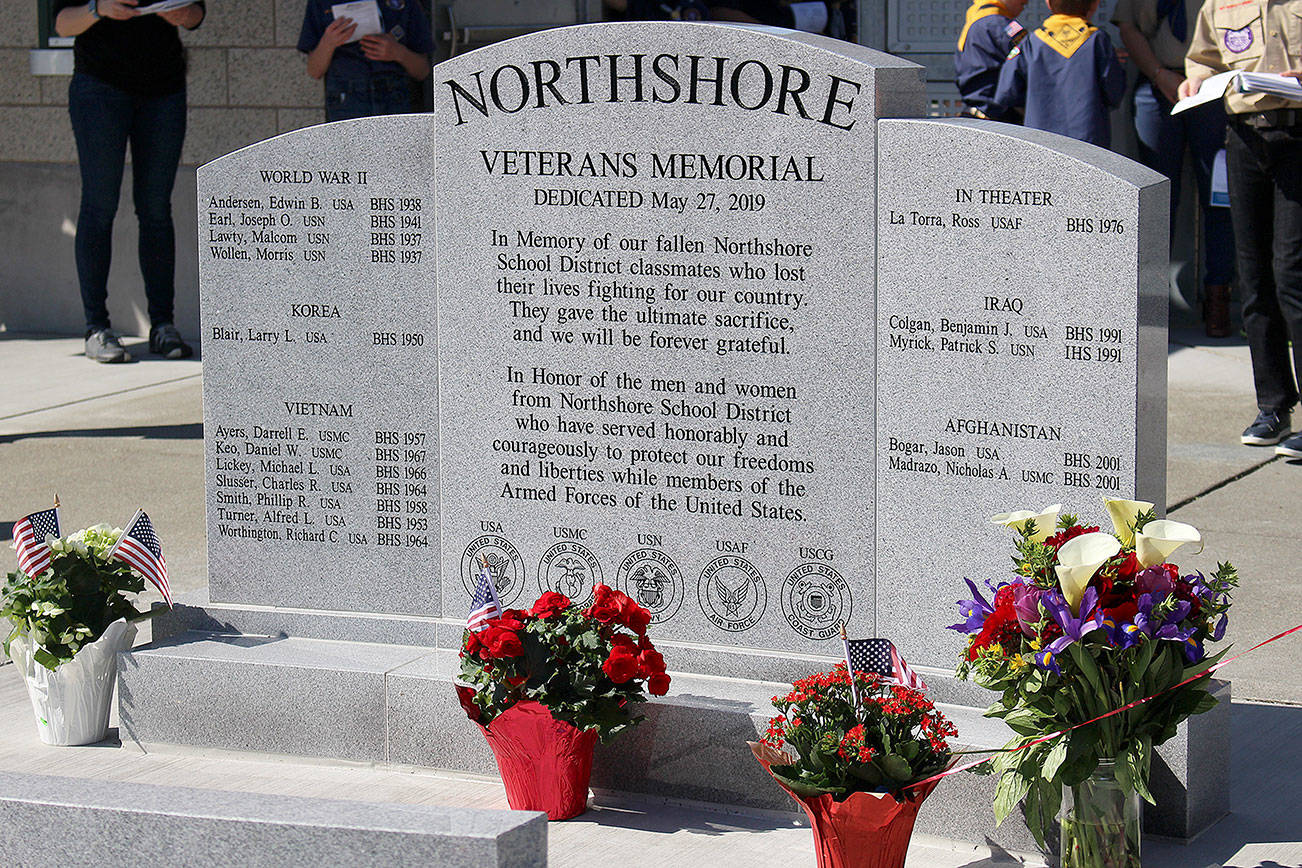 NSD held a dedication ceremony for the district’s newly installed Veterans Memorial on May 27. Madison Miller / staff photo