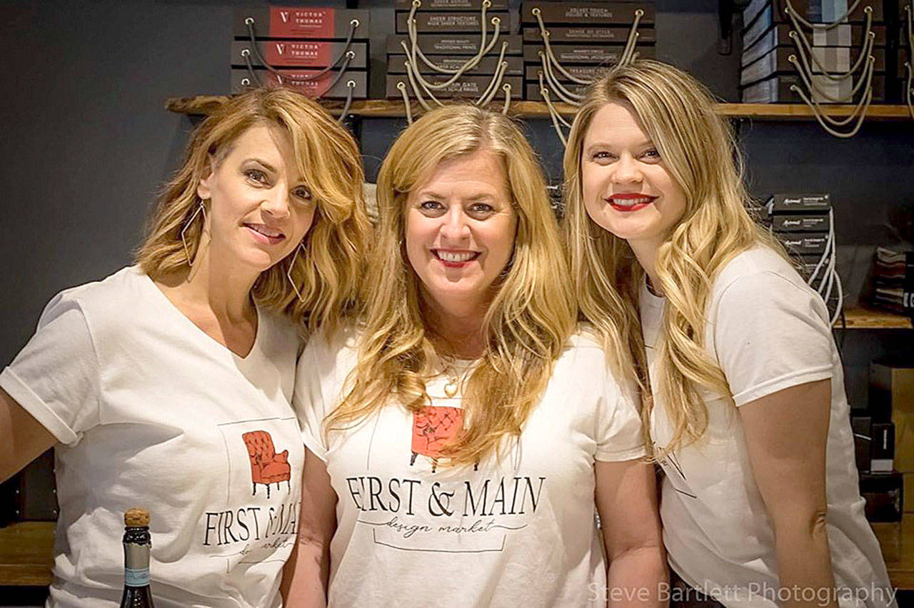 Courtesy photo of First & Main Facebook                                 From left: First & Main Design Market team designer Courtni Dore, owner Chelsea Coryell, and designer Katrina Krontczak.
