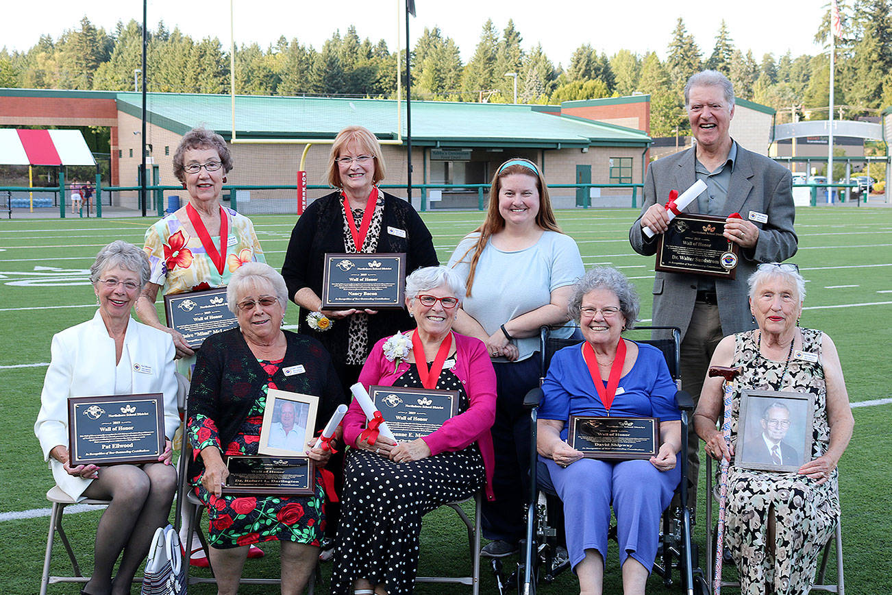 Stephanie Quiroz/staff photo                                Eight Northshore District alumni, former staff and volunteers were recognized at the 2019 Wall of Honor Ceremony at Pop Keeney Stadium on Aug. 15.