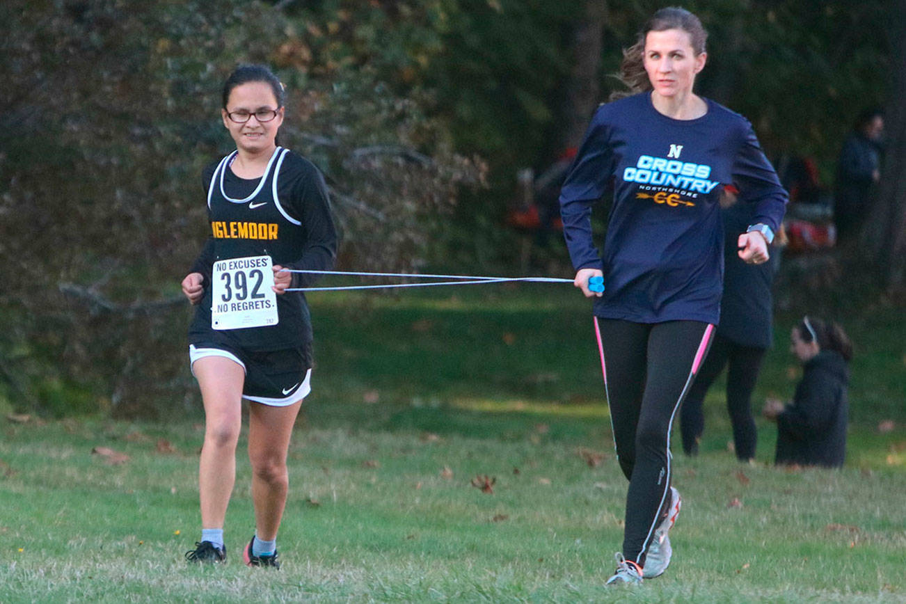 Running with mom on the cross-country course