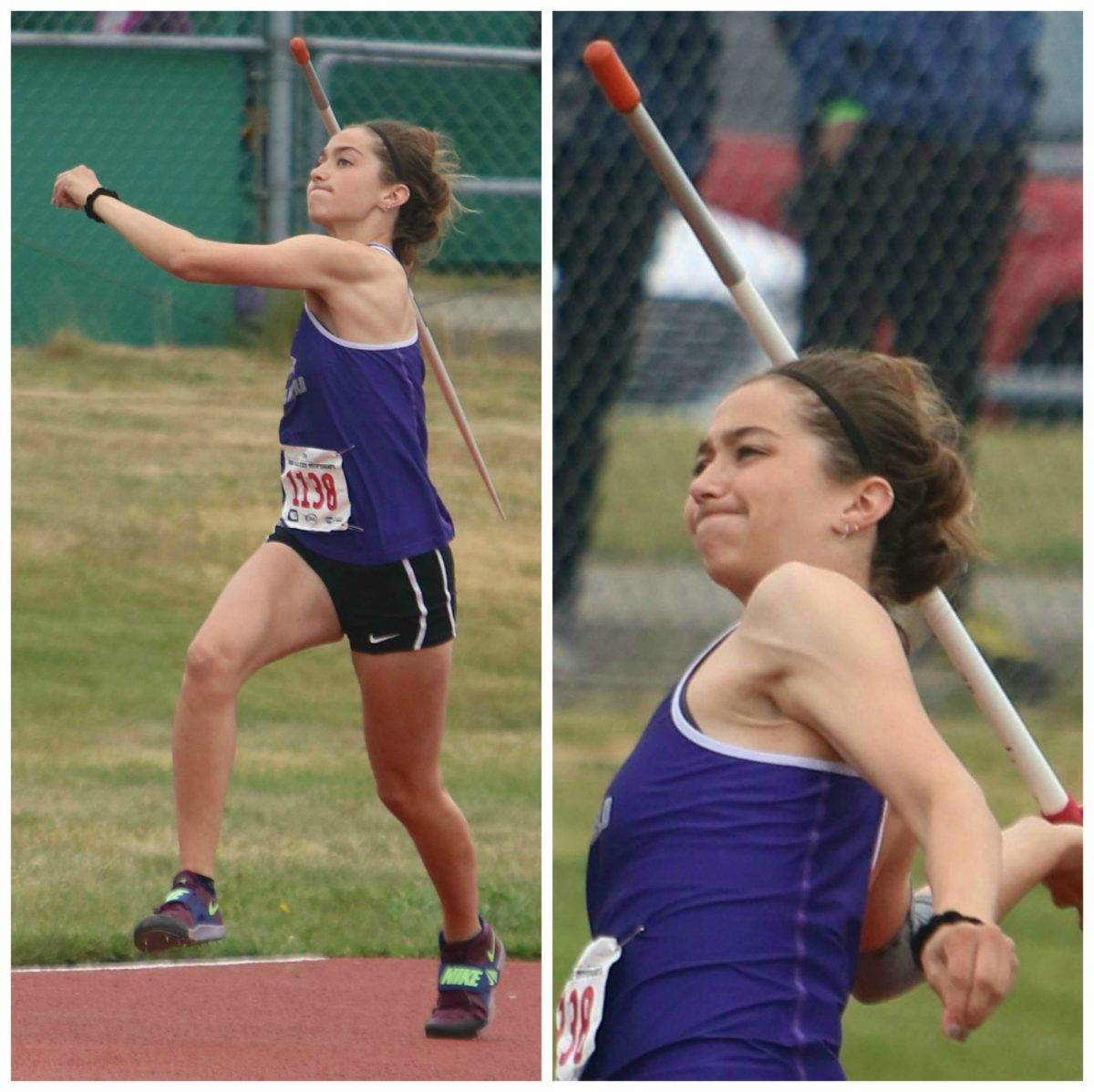 North Creek’s Natalie Holmer unleashes the javelin at the 4A state track and field meet. Andy Nystrom /staff photos