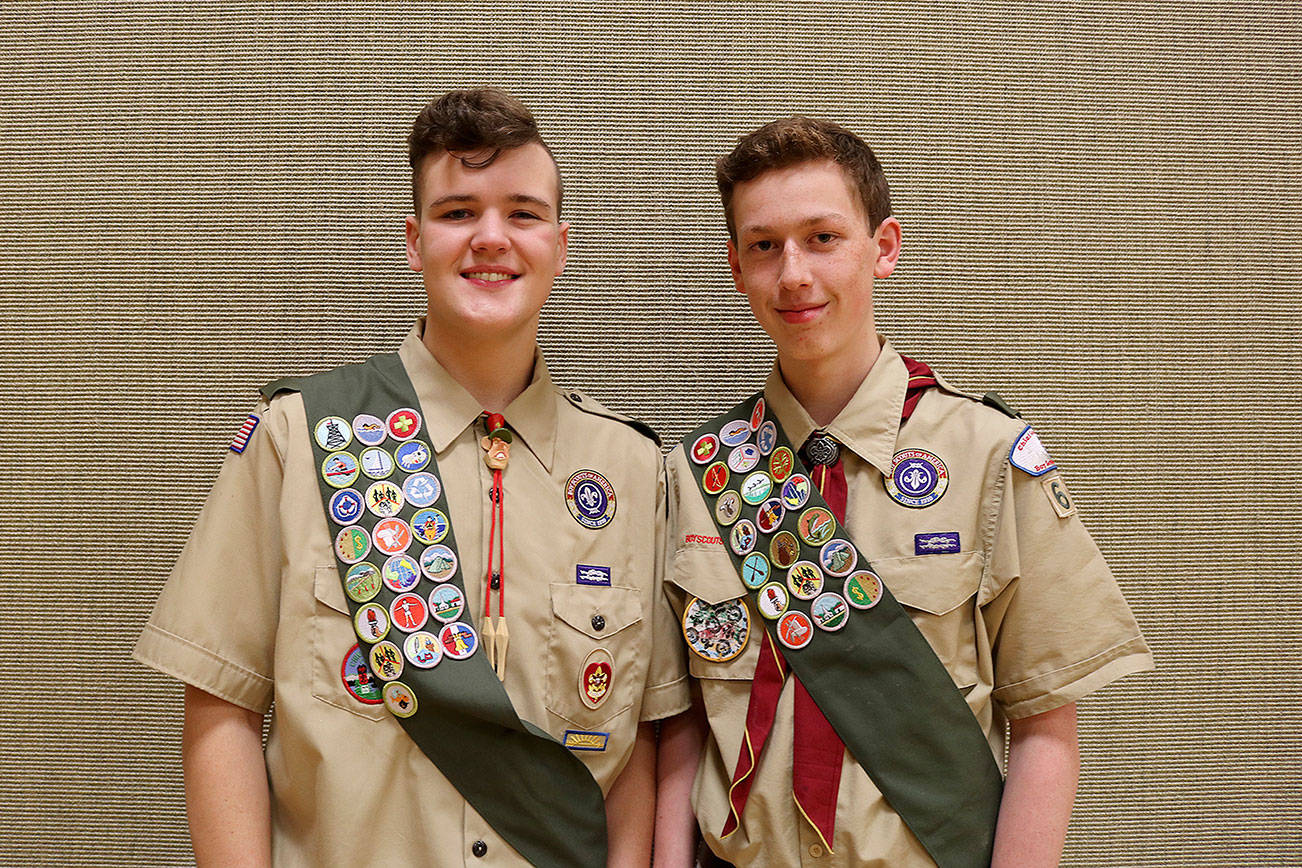 Wyatt MacDonald, 17, and Spencer Hogge, 16, completed all requirements to become Eagle Scouts. They were recognized on Dec. 27. Stephanie Quiroz/staff photo