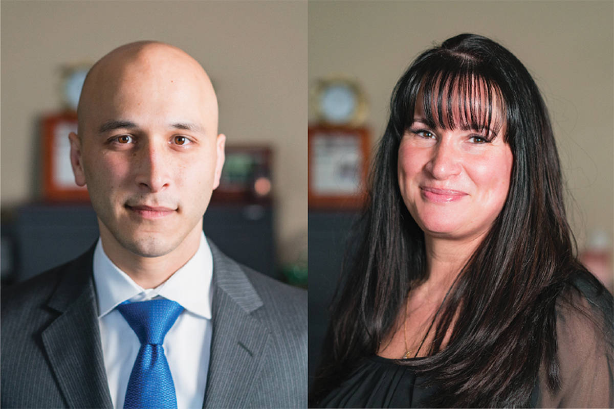 Bail agents Taylor Nakamura, left, and Cherokee Pierce, who run All City Bail Bonds’ Sixth Avenue location in Seattle, work closely with families to help them navigate the court system and secure access to community resources.