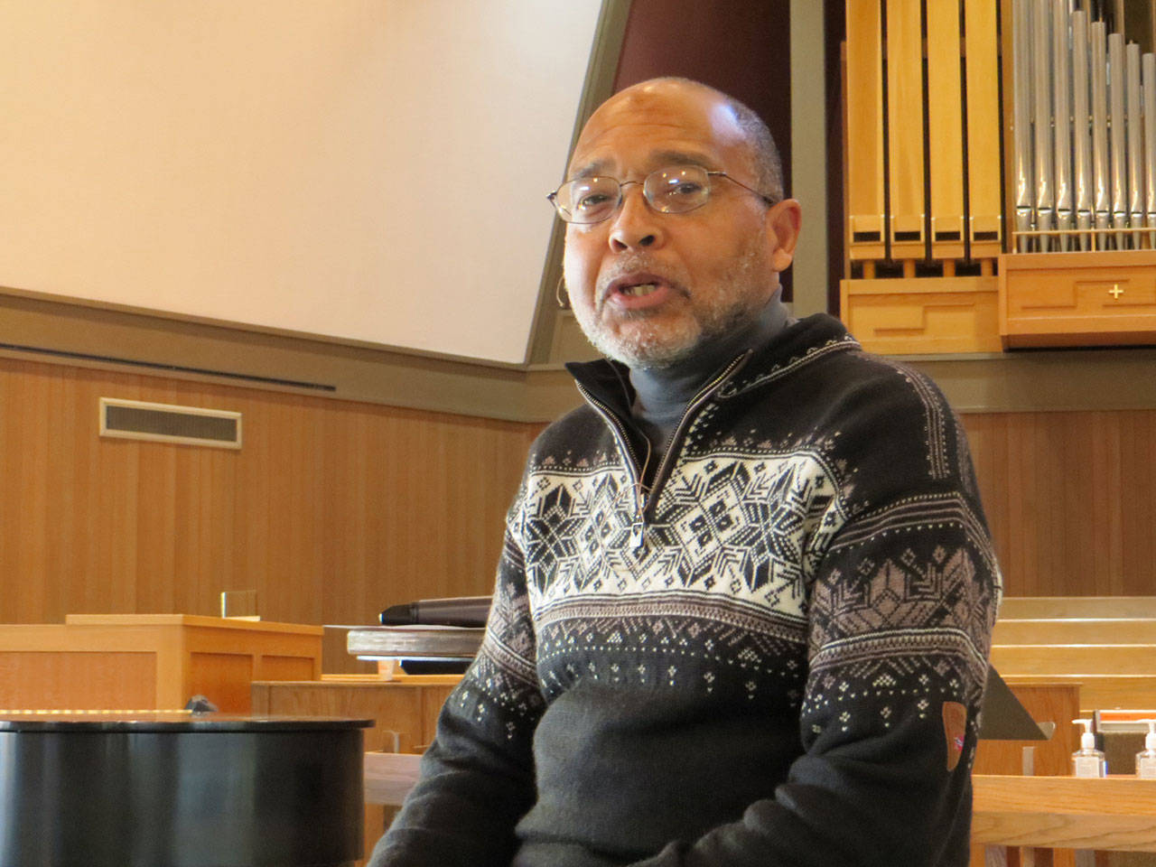 Clyde Ford speaks at Bellevue First United Methodist Church. One of the things he spoke about was how other countries have approached the topic of race and racism. Samantha Pak/staff photo