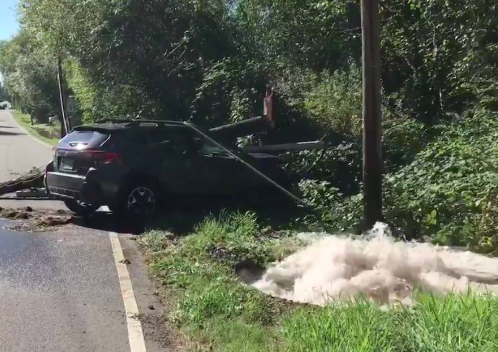 Car hits hydrant and power pole in Bothell