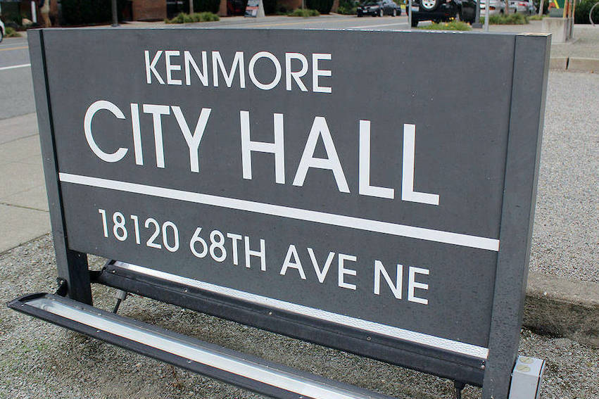 Kenmore City Hall sign. Blake Peterson/staff photo