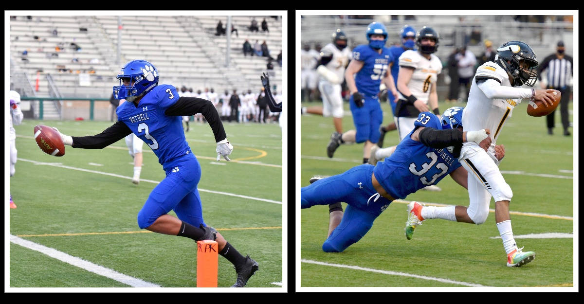 Bothell defeated Inglemoor, 35-13, in Northshore football action on March 26 (pictured). In other local action, Woodinville beat North Creek, 21-0, on March 27. Photos courtesy of Greg Nelson